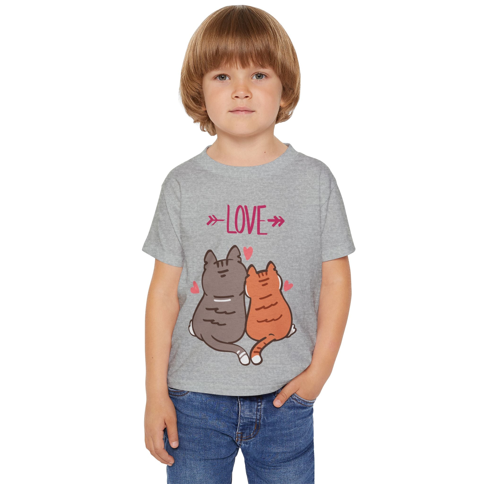 Cute Toddler Cat Shirt, Kids Valentine Shirt, Love Cats T-Shirt for Boys Girls, Matching Siblings Outfit, Kids Cute Animal Tee, Gift for Kids