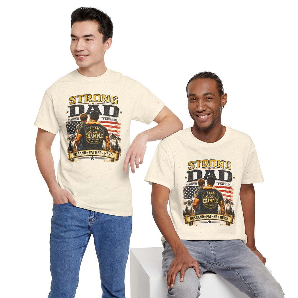 Strong Dad T-Shirt | Lead by Example Patriotic Father Graphic Tee | Vintage USA Dad Shirt | Father's Day Gift for Dad