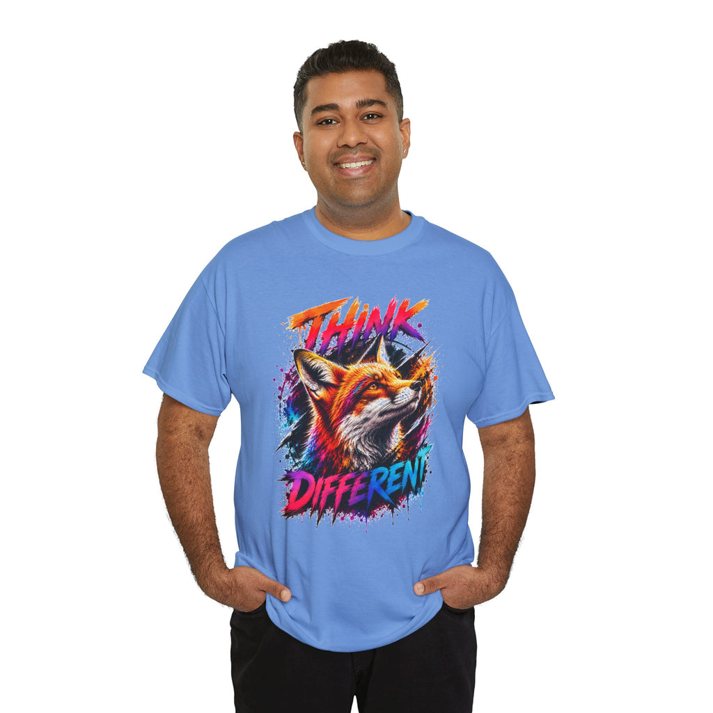 Think Different Fox Shirt, Colorful Fox T-Shirt, Wildlife Graphic Tee, Neon Animal Shirt, Gift for Fox Lovers