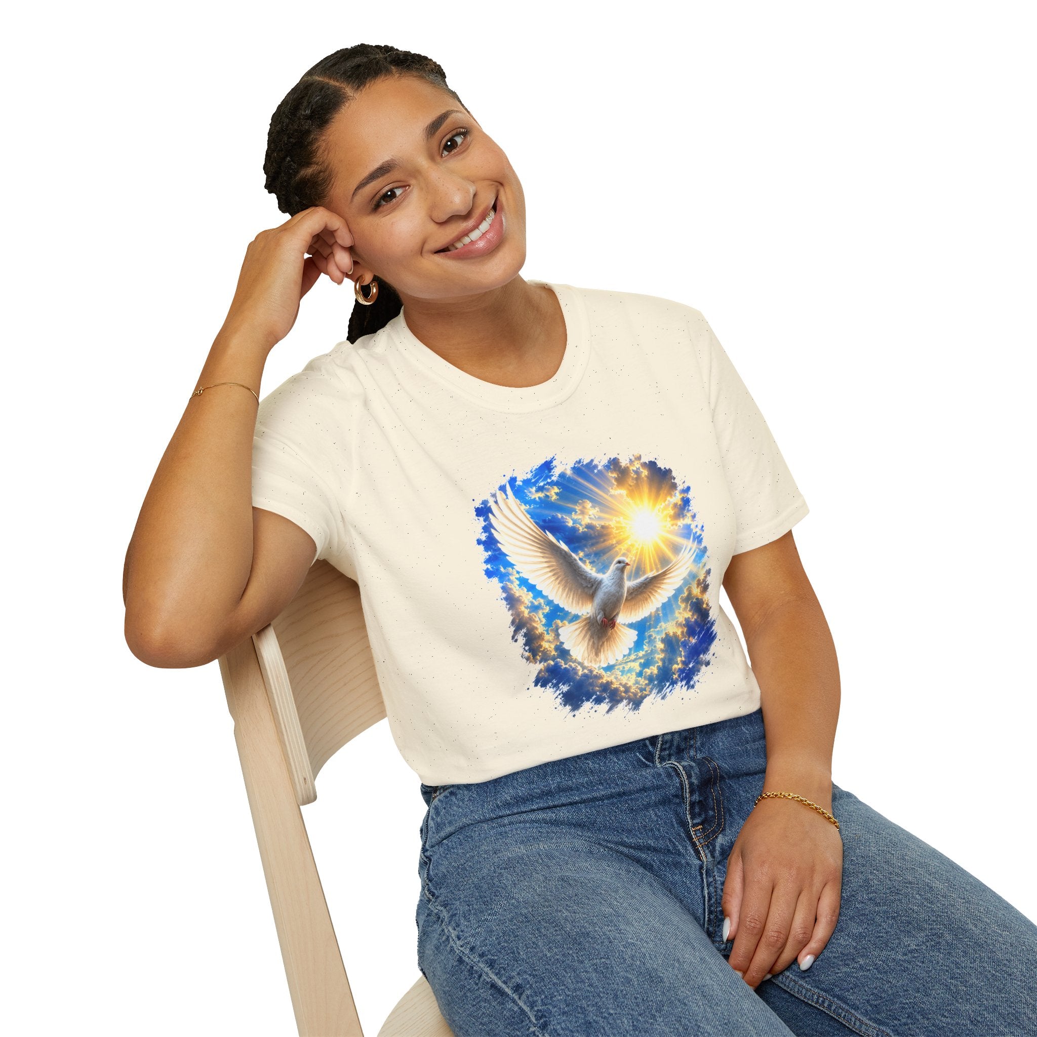 Dove of Light T-Shirt | White Dove Graphic Tee | Peace & Hope Shirt | Inspirational Bird Tee | Christian Gift | Unisex Graphic T-Shirt