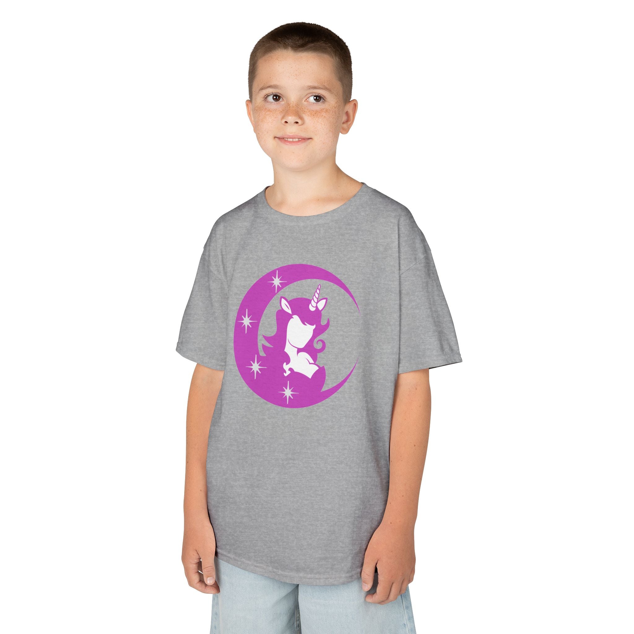 Kids T-Shirt — Pink Unicorn Moon Graphic Tee for Girls