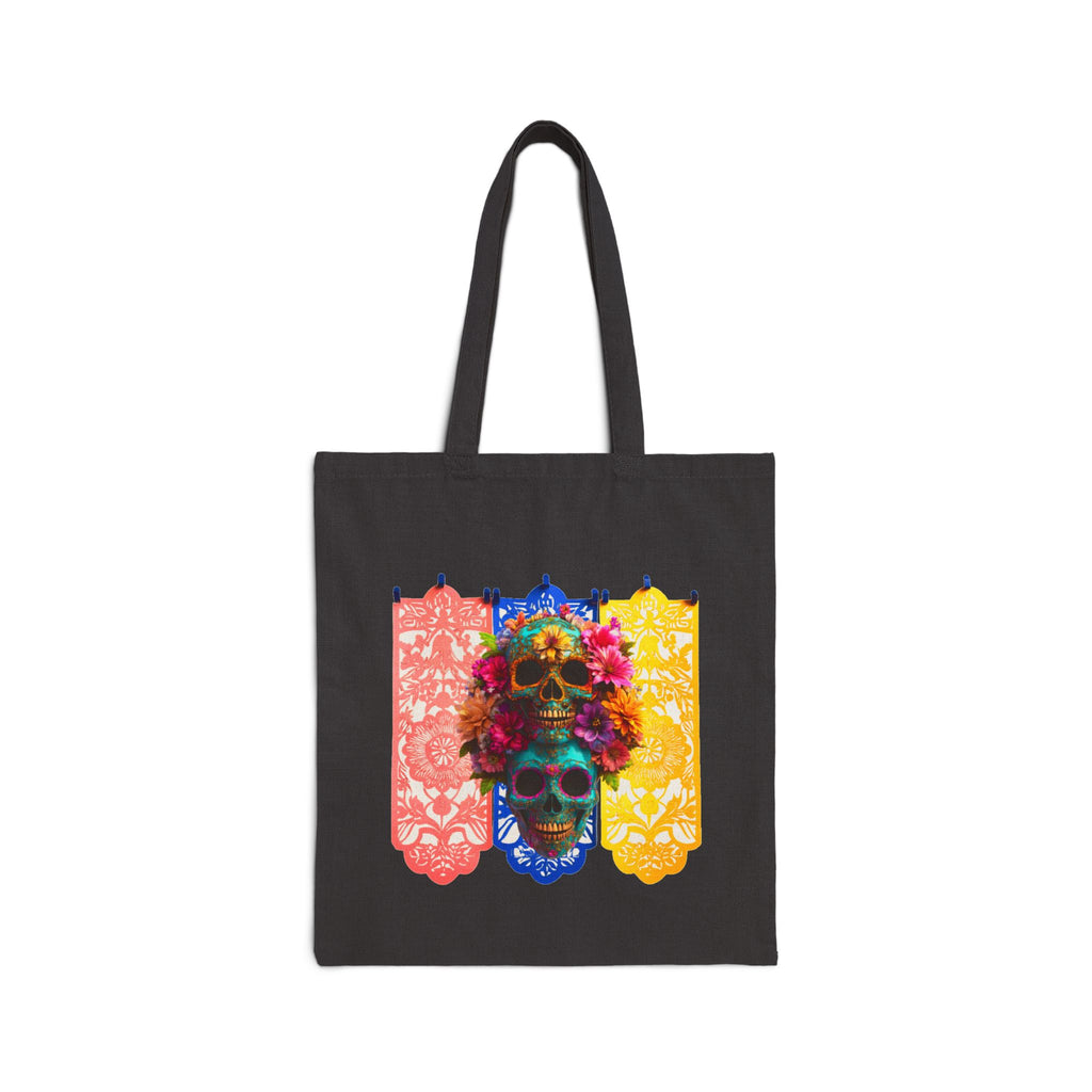 Day of the Dead Floral Skull Tote Bag, Sugar Skull Bag, Dia de los Muertos Tote