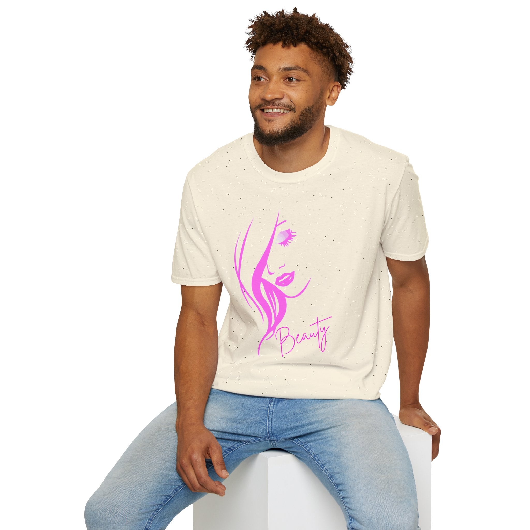 Beauty Face Line Art T-Shirt, Makeup Artist Shirt, Aesthetic Pink Graphic Tee, Gift for Women