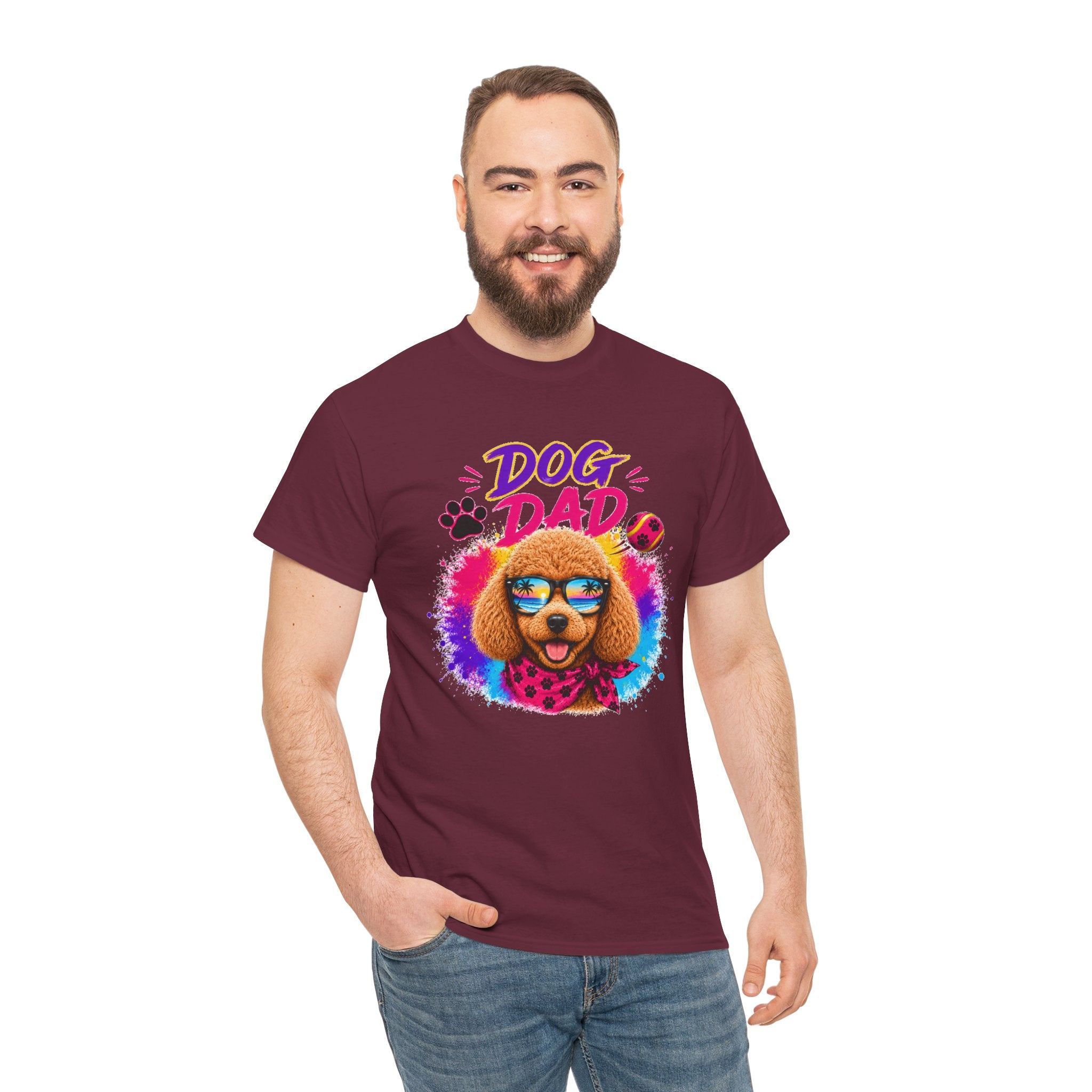 Dog Dad Poodle T-Shirt | Funny Dog Dad Gift | Colorful Retro Poodle Shirt | Dog Lover Gift | Unisex Graphic Tee
