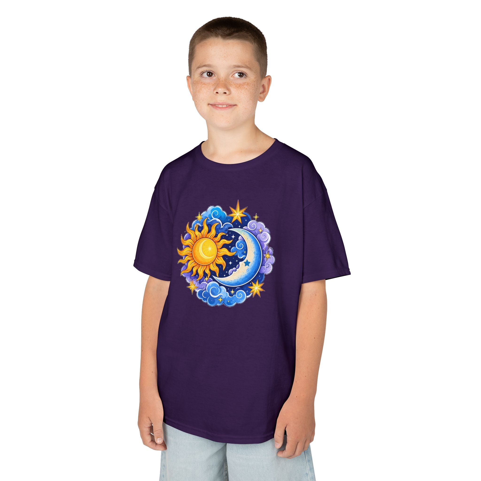 Kids Sun & Moon Graphic Tee — Colorful Celestial Design