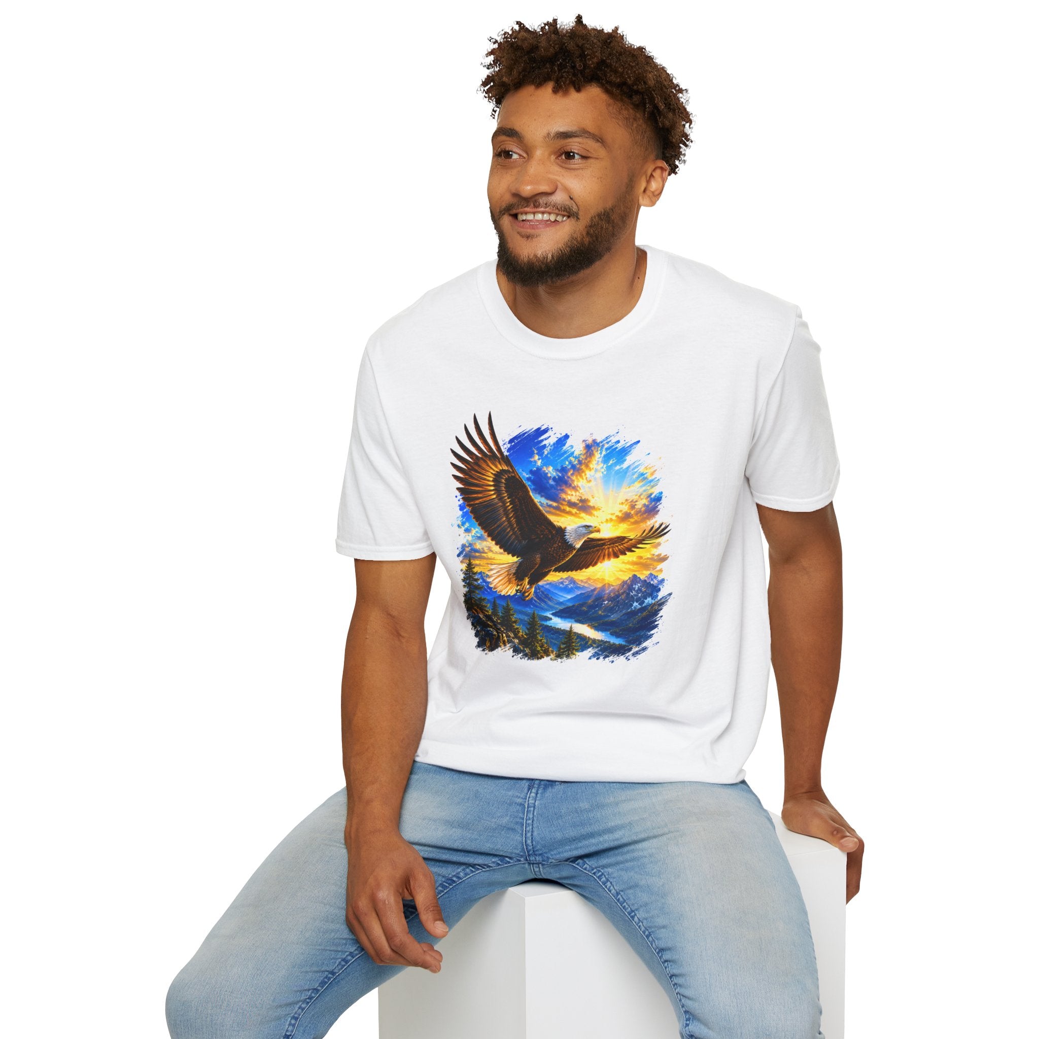 Majestic Eagle Sunset T-Shirt | Freedom Eagle Graphic Tee | Nature Wildlife Shirt | Mountain Sunset Unisex Tee | Outdoor Adventure Gift