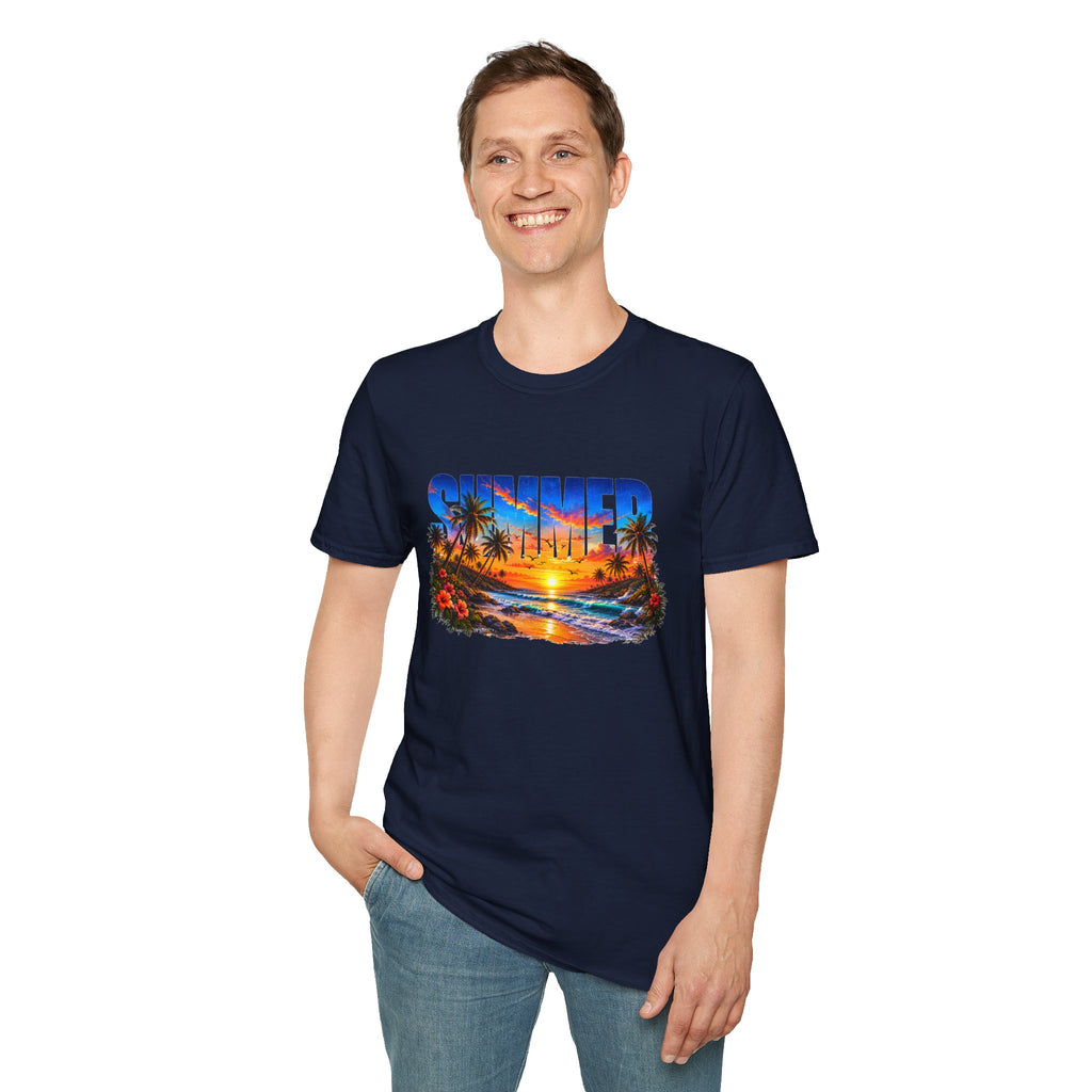 Summer Beach T Shirt Sunset Palm Graphic Tee