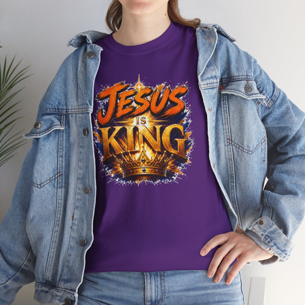 Jesus Is King Christian T-Shirt | Crown Graphic Tee | Religious Unisex Shirt | Faith Apparel | Christian Gift for Men & Women
