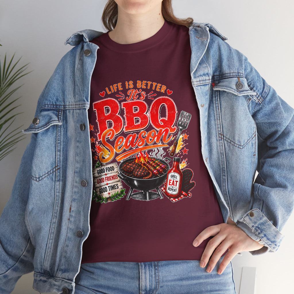 BBQ Season T-Shirt | Life Is Better It's BBQ Season Tee | Funny Grill Shirt | Summer Cookout Shirt | Barbecue Lover Gift | Backyard BBQ Tee