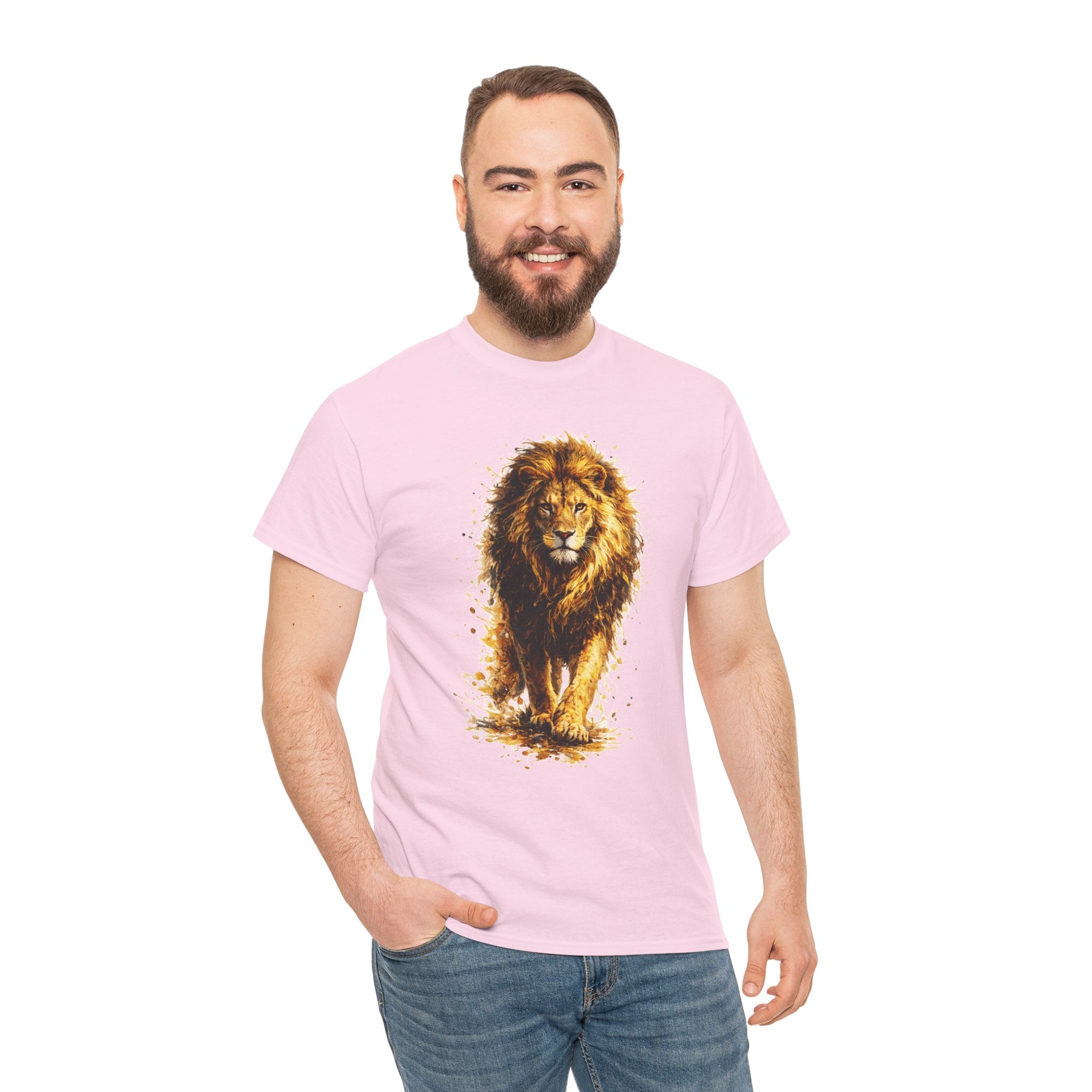 Lion Graphic T-Shirt, Majestic Walking Lion Tee, Watercolor Wildlife Shirt, Unisex Animal Graphic Tee, Lion Lover Gift, Nature Art Shirt