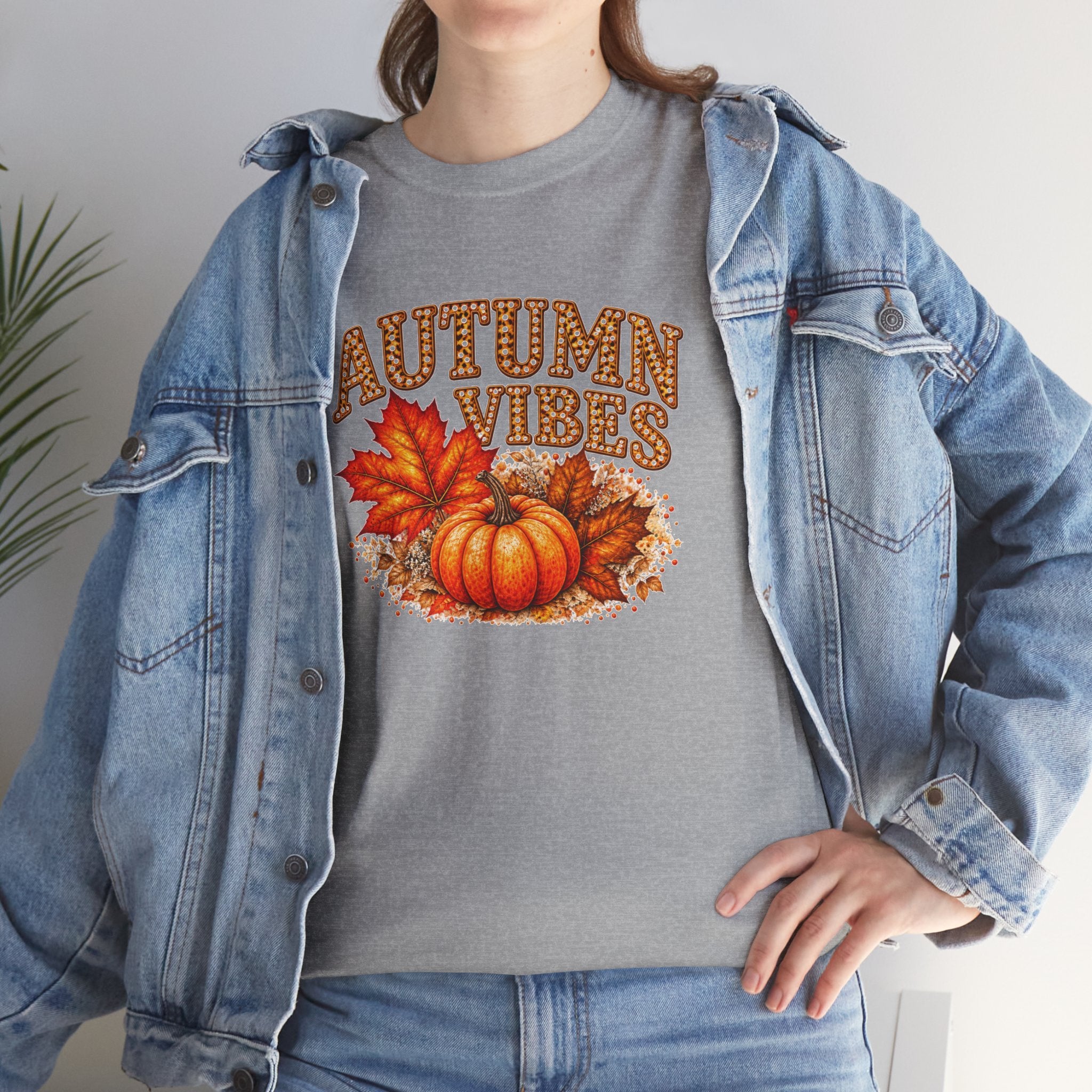 Autumn Vibes Pumpkin T-Shirt, Fall Leaves Graphic Tee, Cozy Fall Shirt, Thanksgiving Season Top