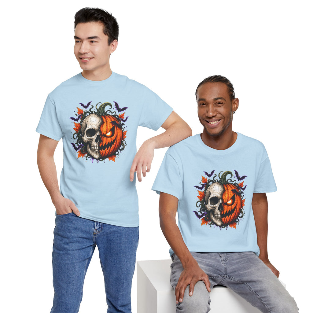Halloween Skull Pumpkin T-Shirt, Spooky Jack O Lantern Graphic Tee, Unisex Halloween Shirt, Gothic Fall Tee