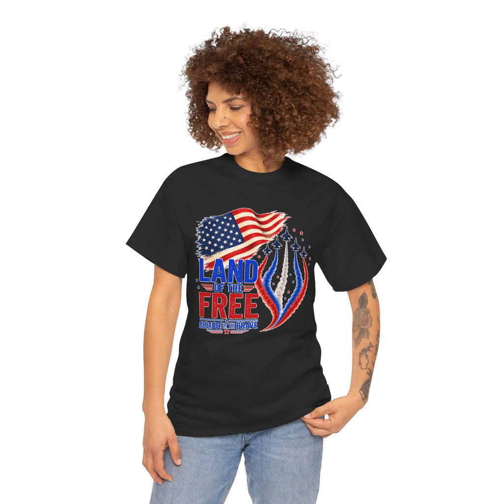 Land of the Free Because of the Brave Shirt, Patriotic 4th of July T-Shirt, USA Flag Tee, American Pride Shirt, Independence Day Gift