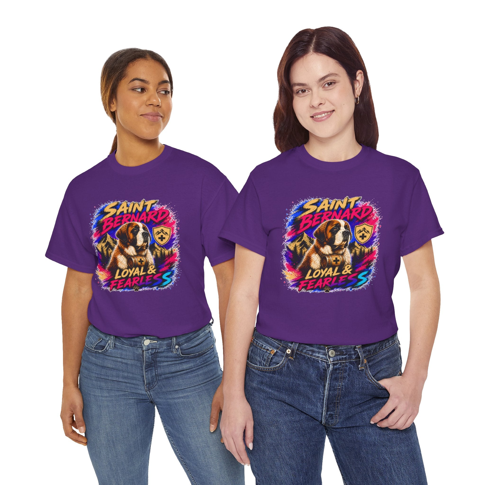Saint Bernard Dog Shirt, Loyal & Fearless T-Shirt, Colorful Saint Bernard Tee, Dog Lover Gift, Unisex Graphic Tee