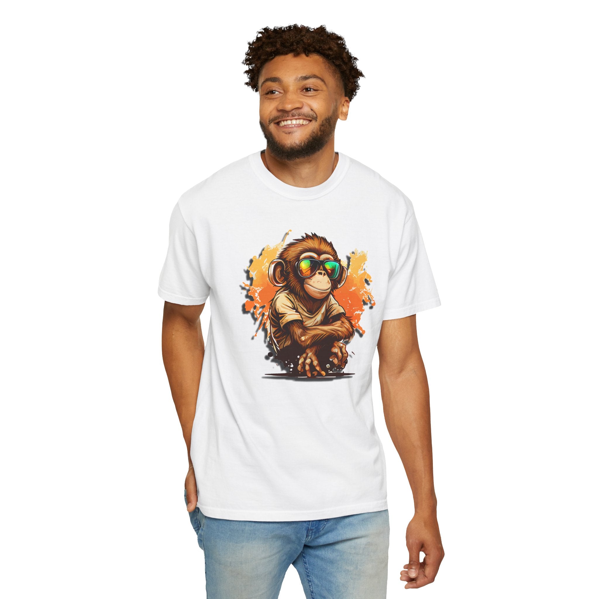 Cool Monkey Graphic T-Shirt | Funny Chimp Sunglasses Tee | Streetwear Animal Shirt | Unisex Casual Gift