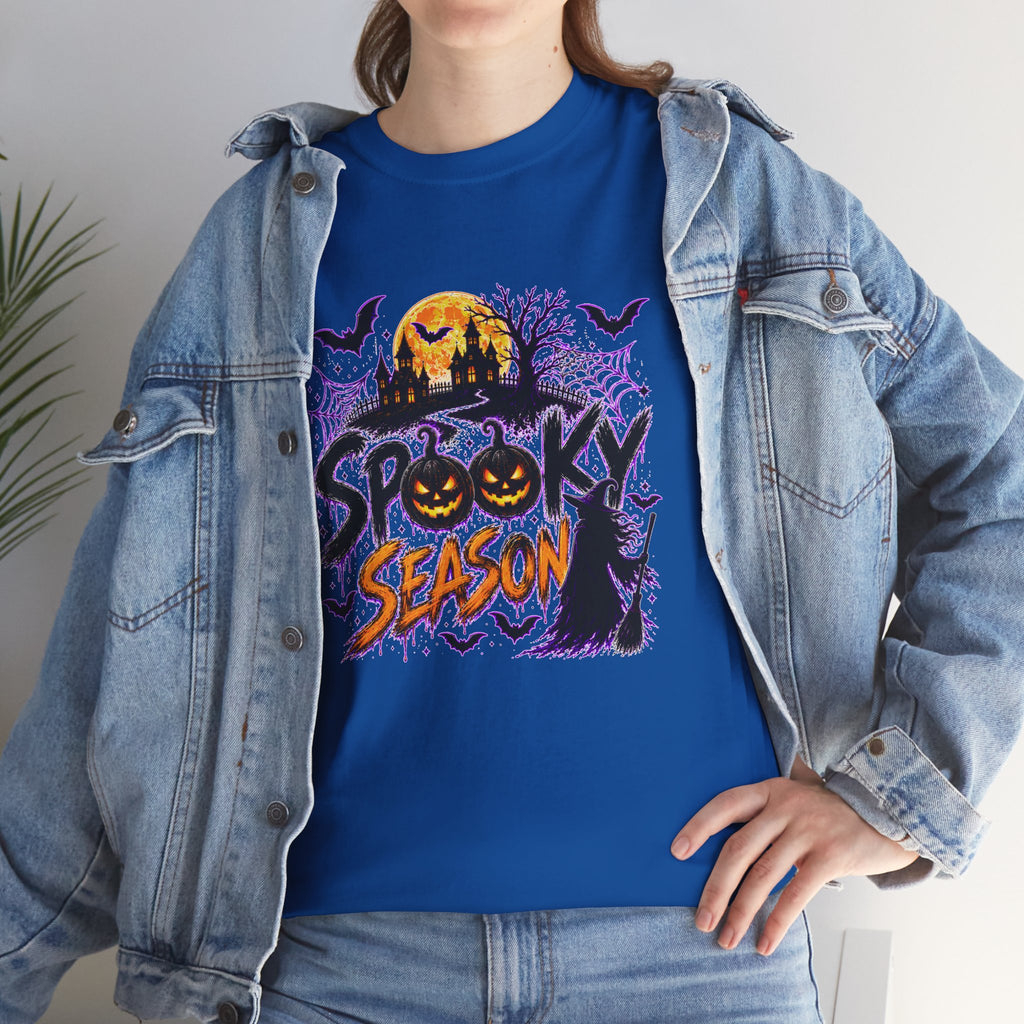 Spooky Season Halloween T-Shirt, Jack O Lantern Pumpkin Tee, Haunted House Graphic Shirt, Unisex Halloween Tee