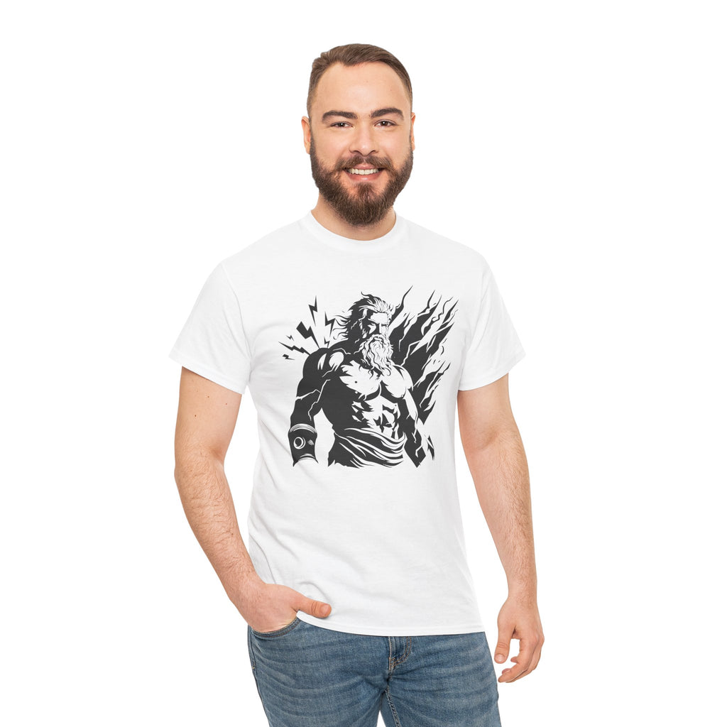 Greek God Zeus Illustration T‑Shirt — Mythic Lightning God Tee