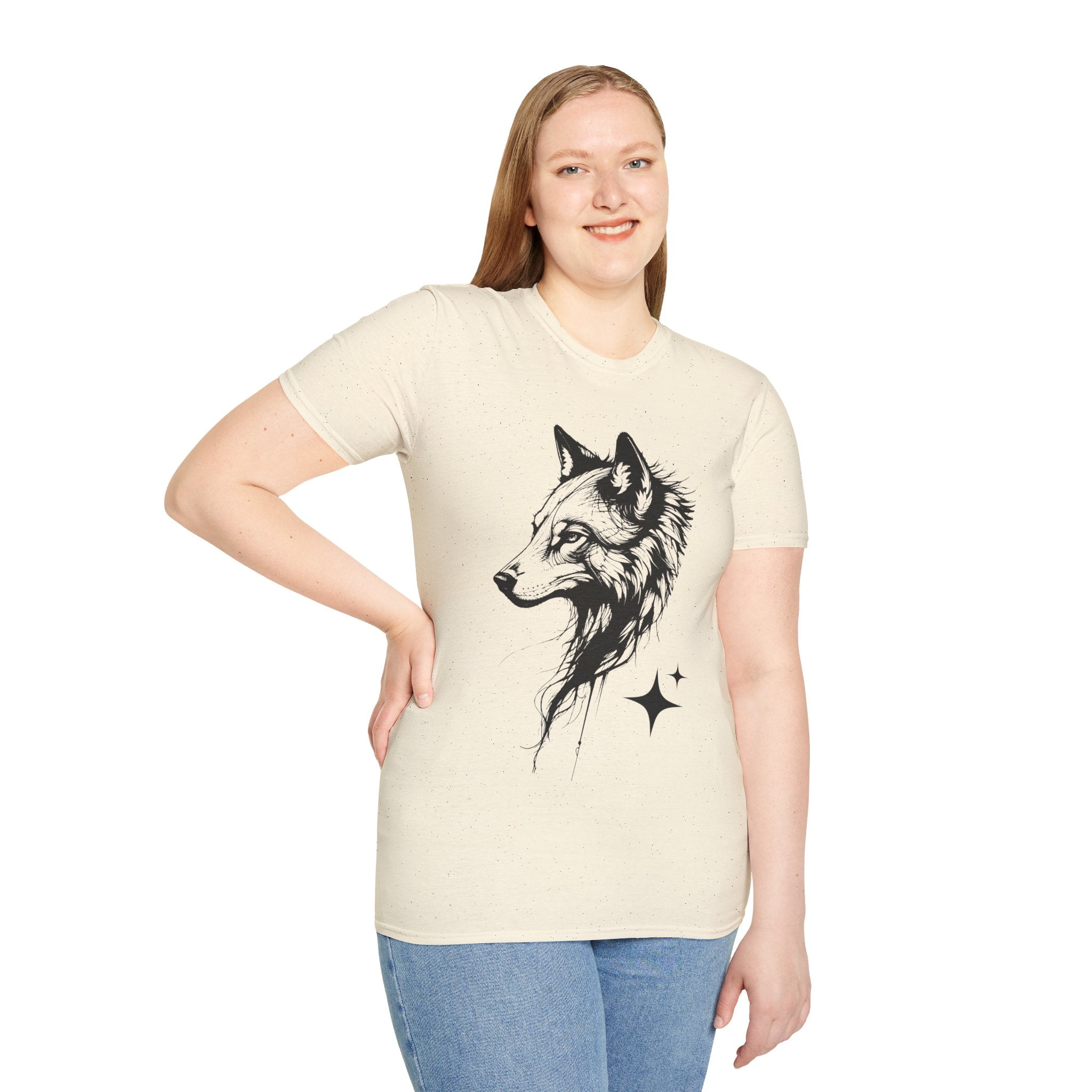 Wolf T Shirt, Mystic Wolf Graphic Tee, Forest Animal Shirt, Minimalist Wolf Head Shirt, Unisex Nature T-Shirt, Wildlife Gift, Boho Wolf Tee