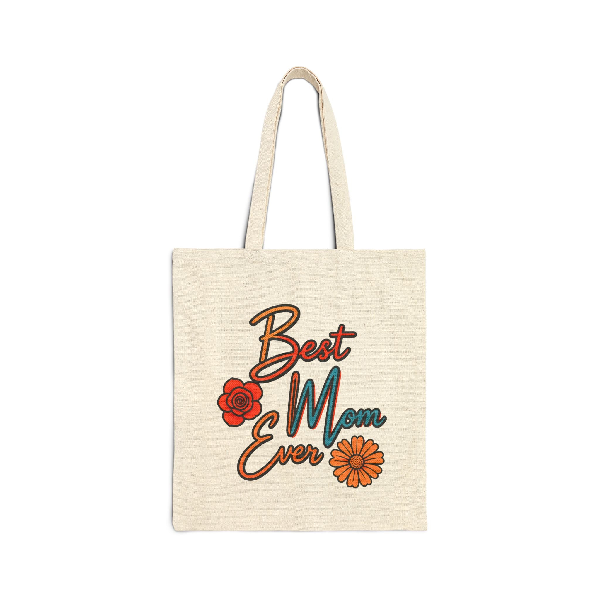Best Mom Ever Tote Bag, Floral Canvas Bag, Cute Gift for Mom, Retro Style Reusable Bag, Mother’s Day Gift