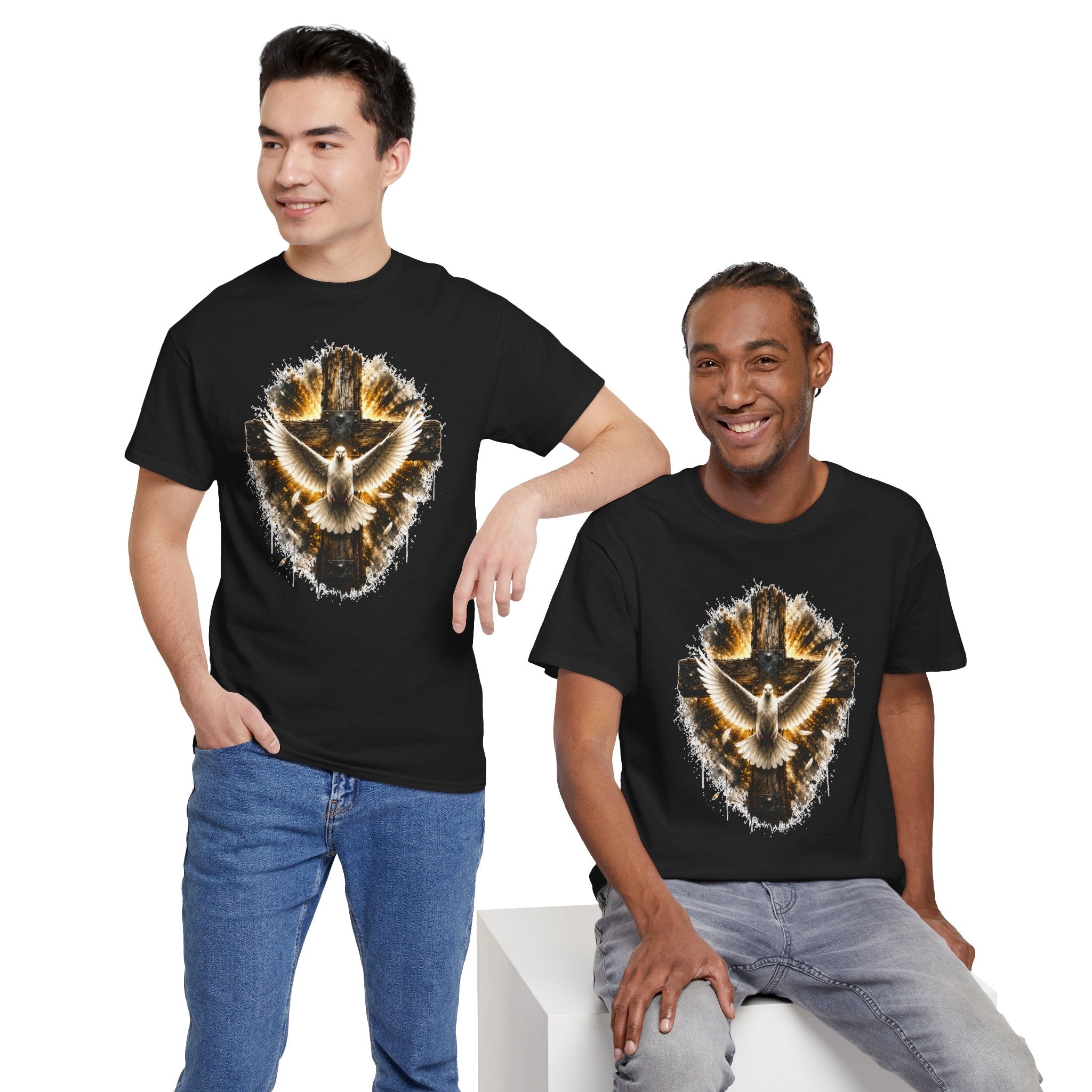 Christian Dove Cross T-Shirt | Holy Spirit Shirt | Faith Graphic Tee | Religious Gift | Bible Believer Shirt | Unisex Christian Tee