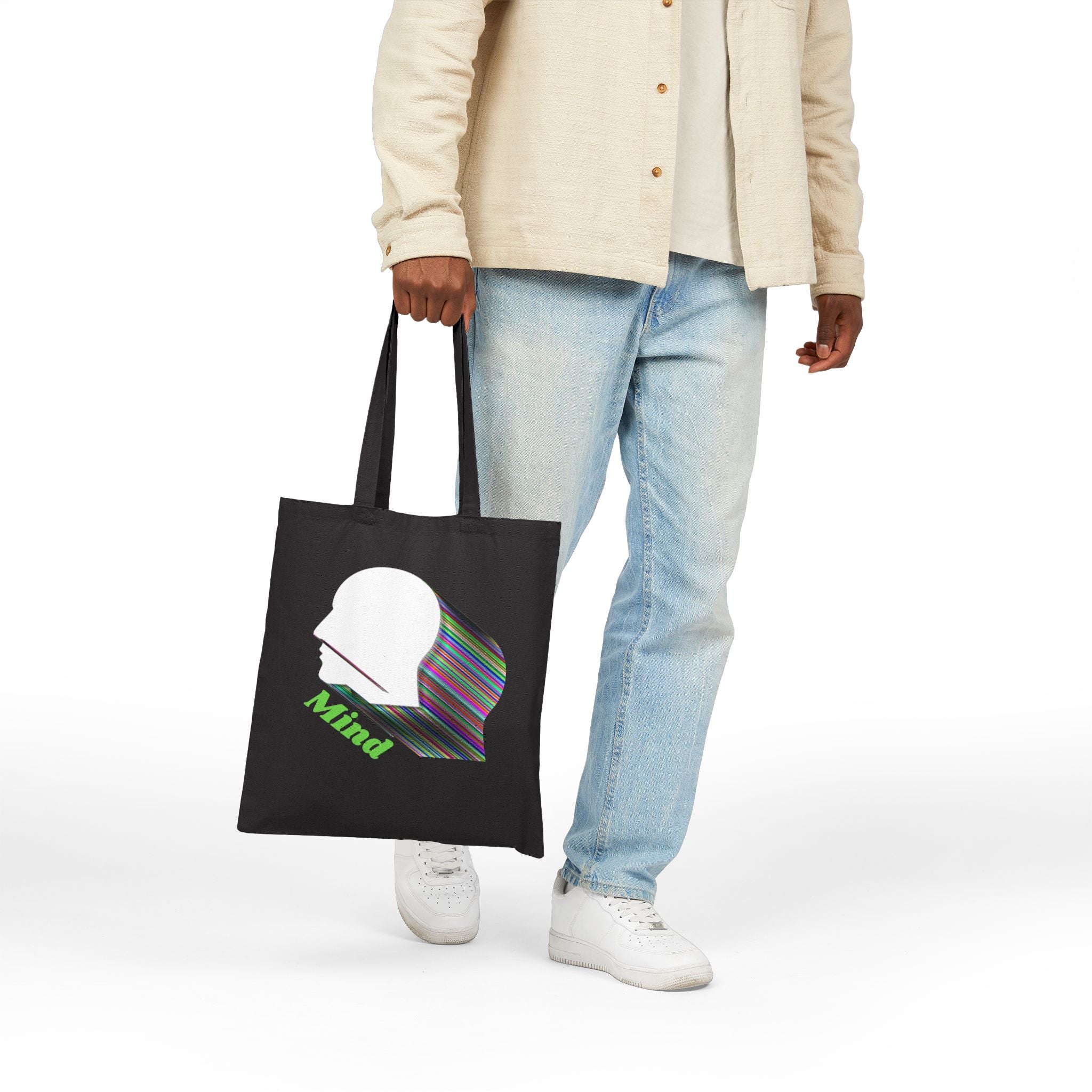 Mind Profile Tote Bag, Abstract Head Art, Modern Minimalist Design, Aesthetic Canvas Tote