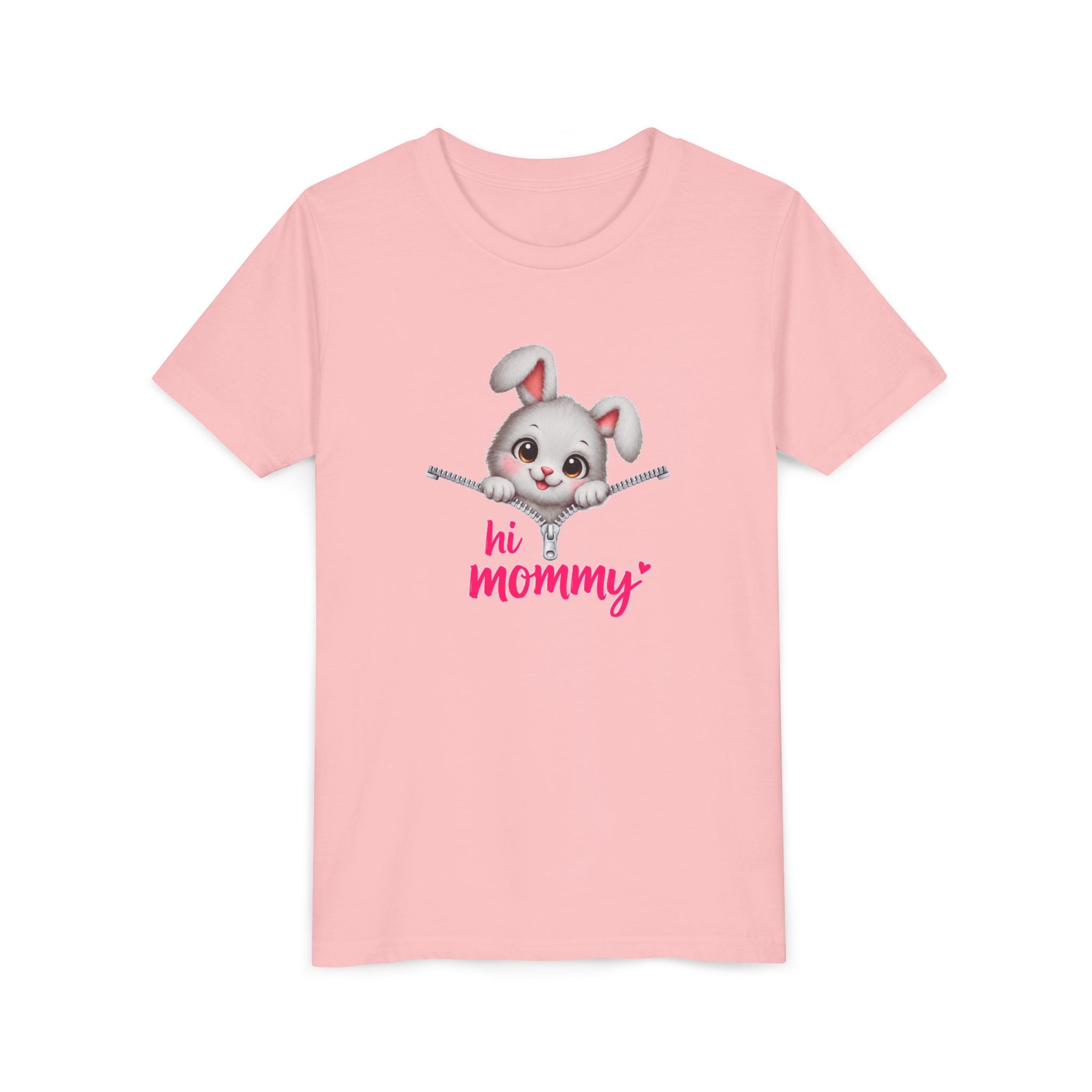 Cute Bunny Youth Shirt, Hi Mommy Kids Tee, Funny Rabbit Graphic T-Shirt, Cute Animal Lover Gift for Girls
