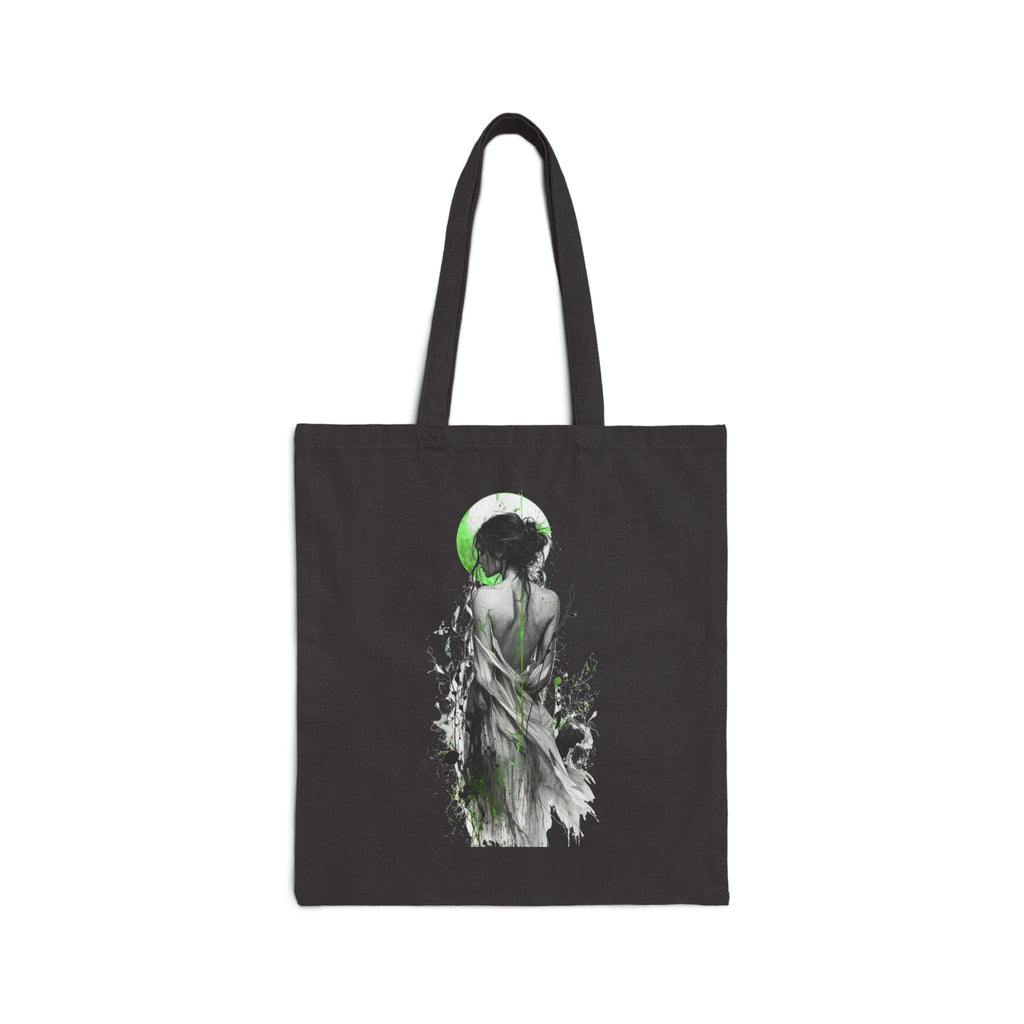 Canvas Tote Bag - Green Moon Muse Illustration