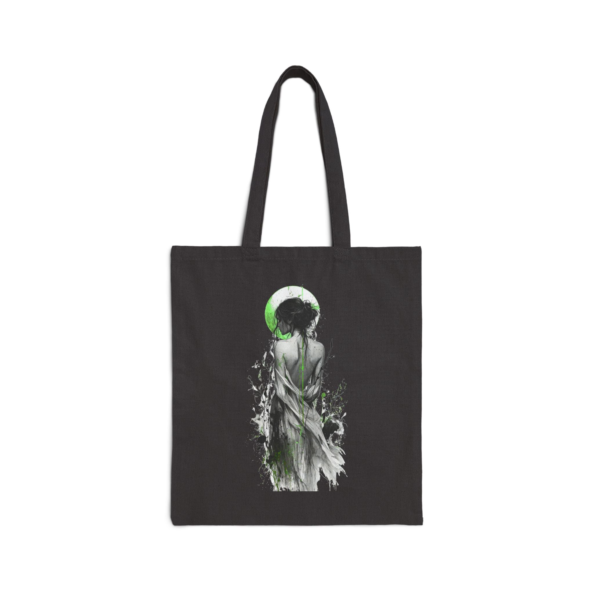 Canvas Tote Bag - Green Moon Muse Illustration