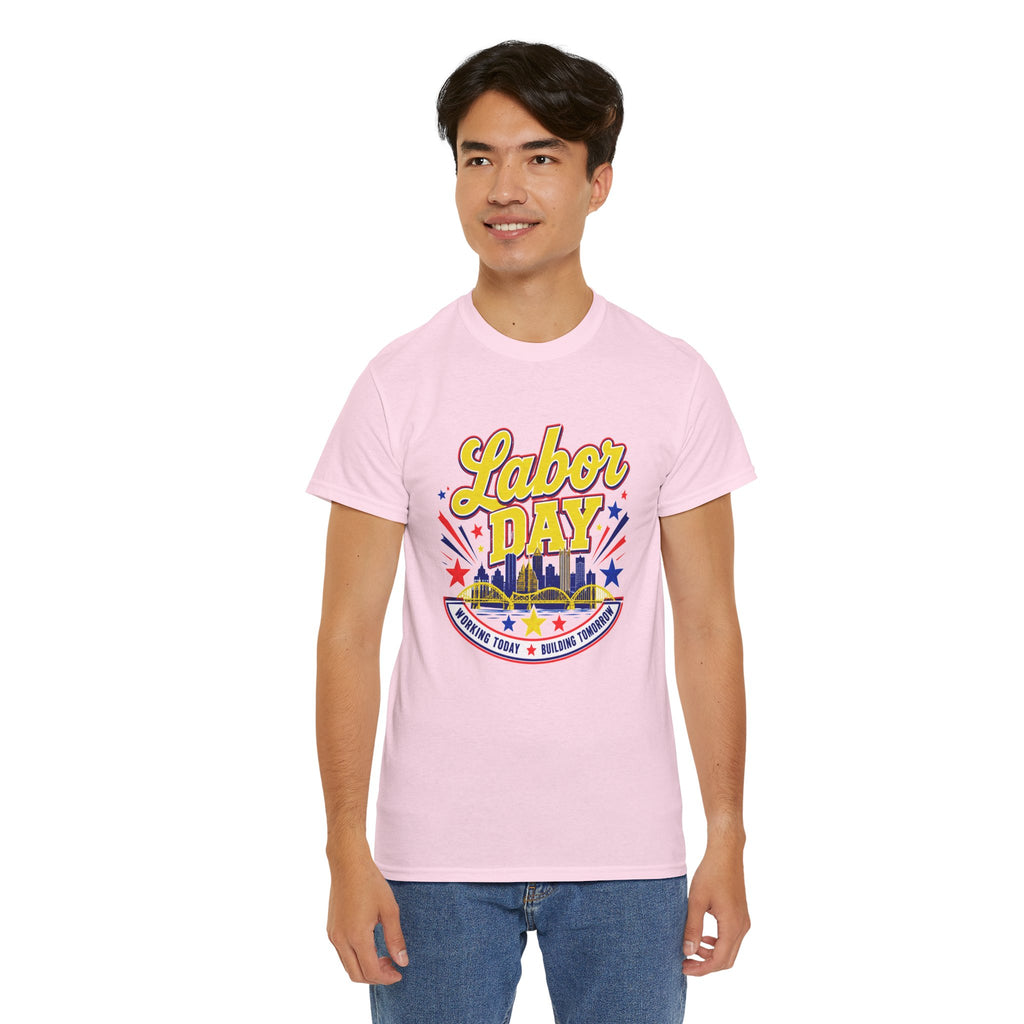Labor Day Skyline T‑Shirt — Retro Stars & Stripes Celebration Tee