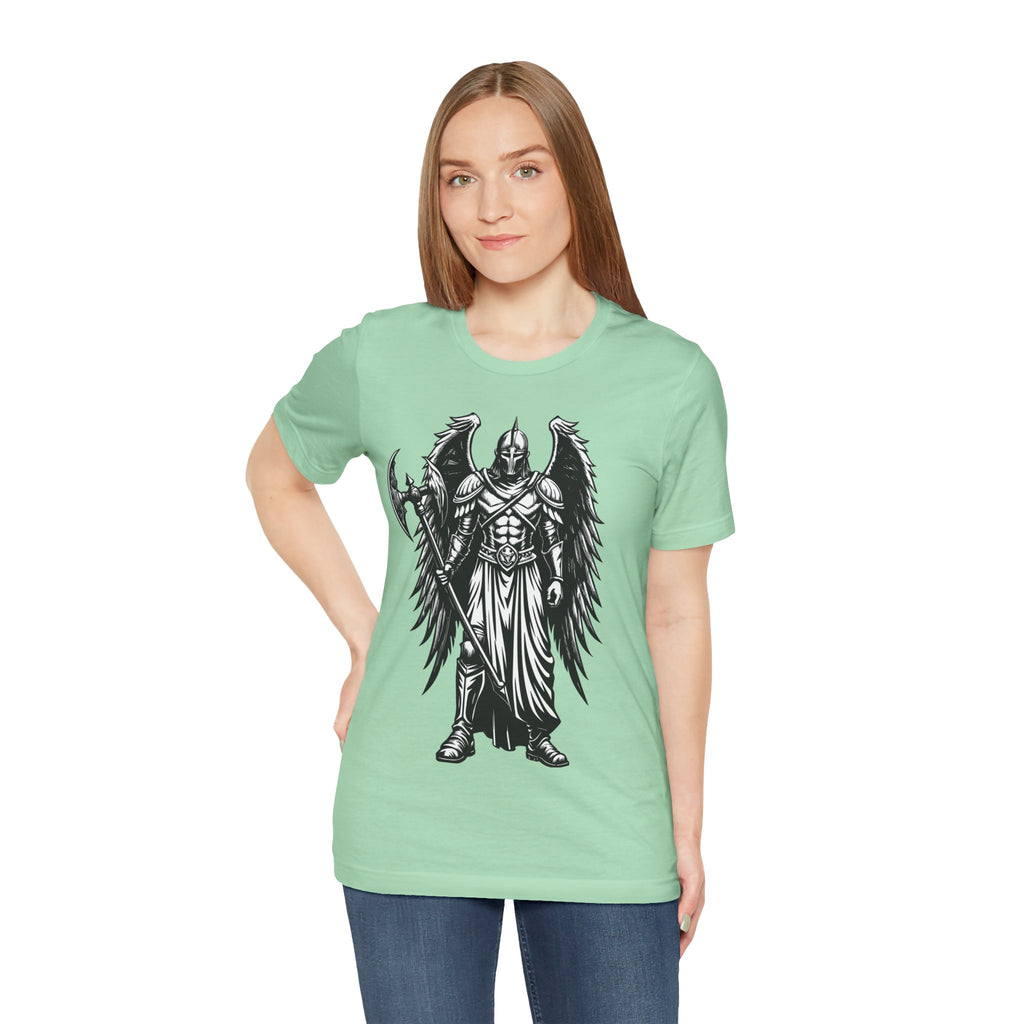 Angel of War Graphic Tee — Winged Knight Armor T-Shirt