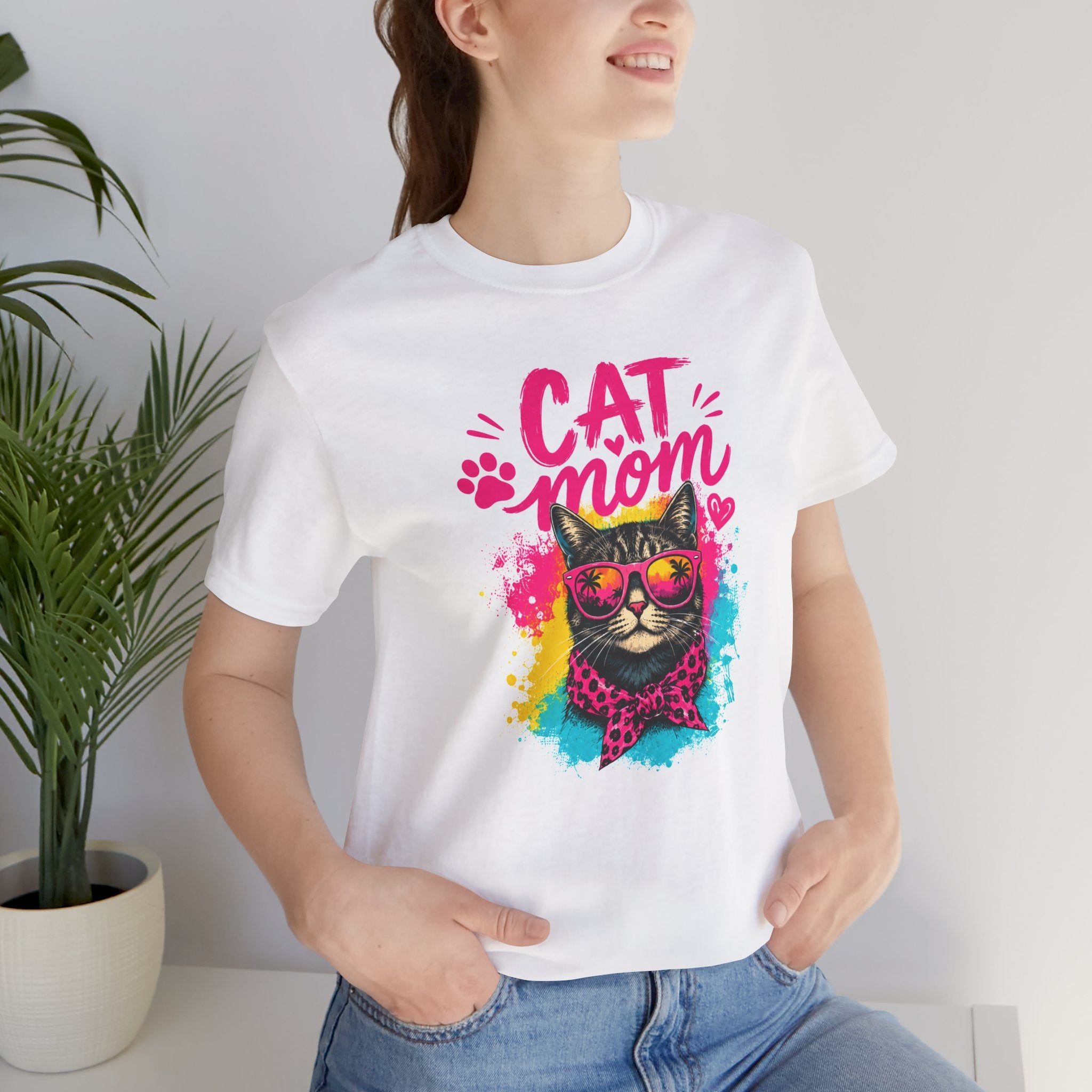 Cat Mom T-Shirt | Funny Cat Mom Gift | Colorful Retro Cat Lover Tee | Cute Cat Graphic Shirt | Unisex Cat Mom Tee