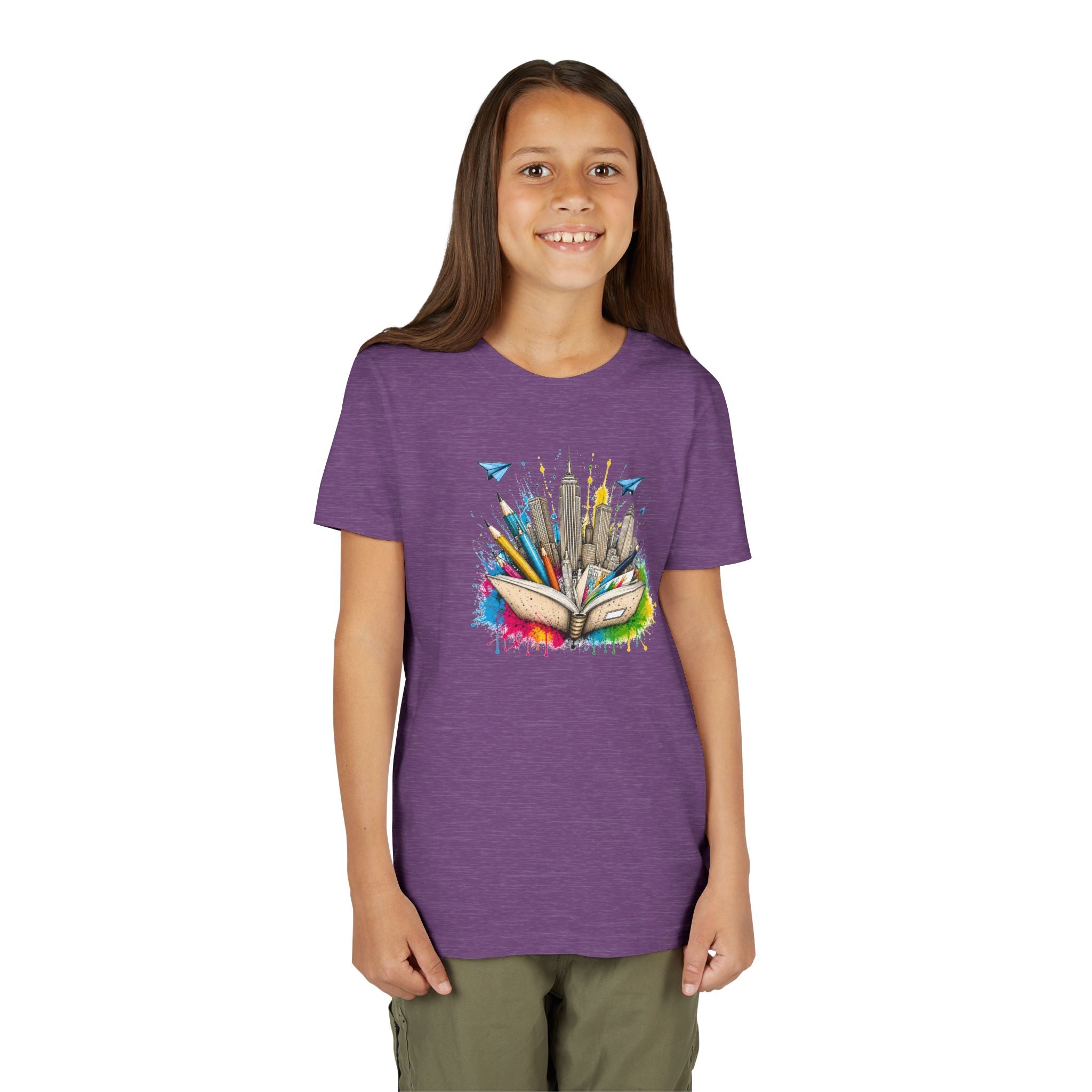Youth Book City Tee — Colorful Reading Adventure Shirt for Kids
