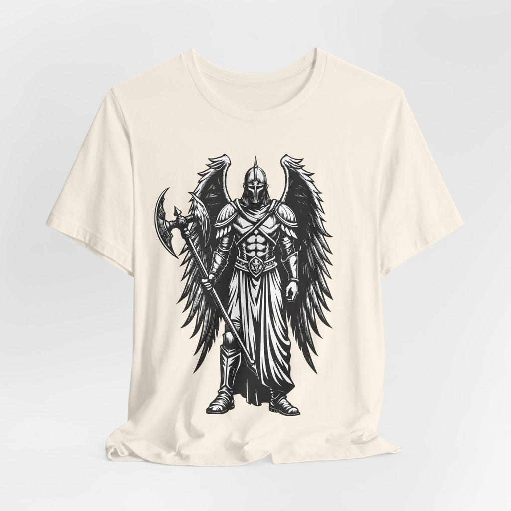 Angel of War Graphic Tee — Winged Knight Armor T-Shirt
