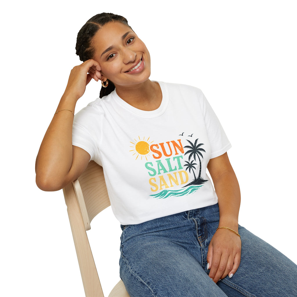 Sun Salt Sand Beach T-Shirt — Palm Tree Summer Vacation Tee