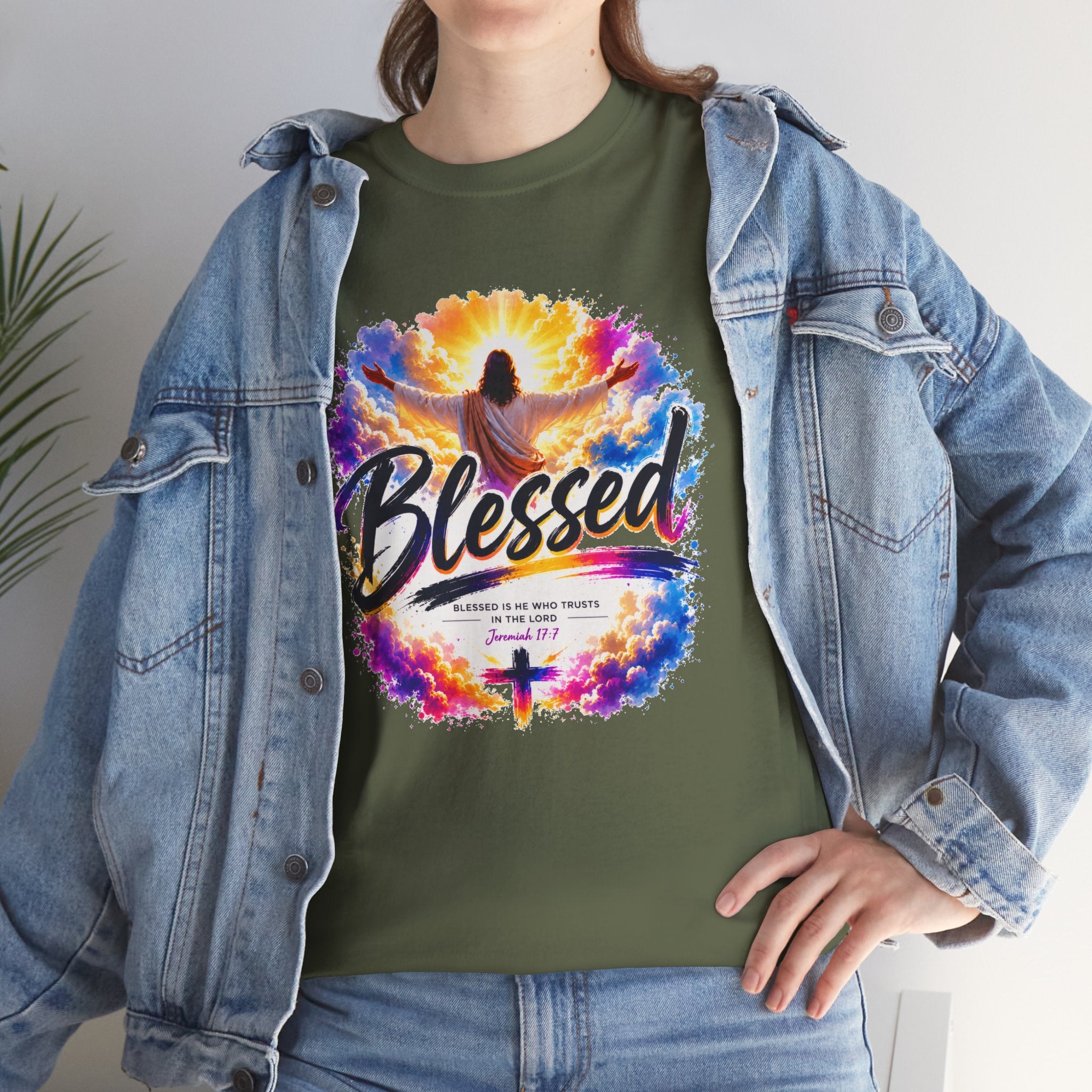Blessed Christian T-Shirt, Faith Cross Shirt, Religious Graphic Tee, Jesus Lover Gift, Inspirational Unisex Christian Shirt