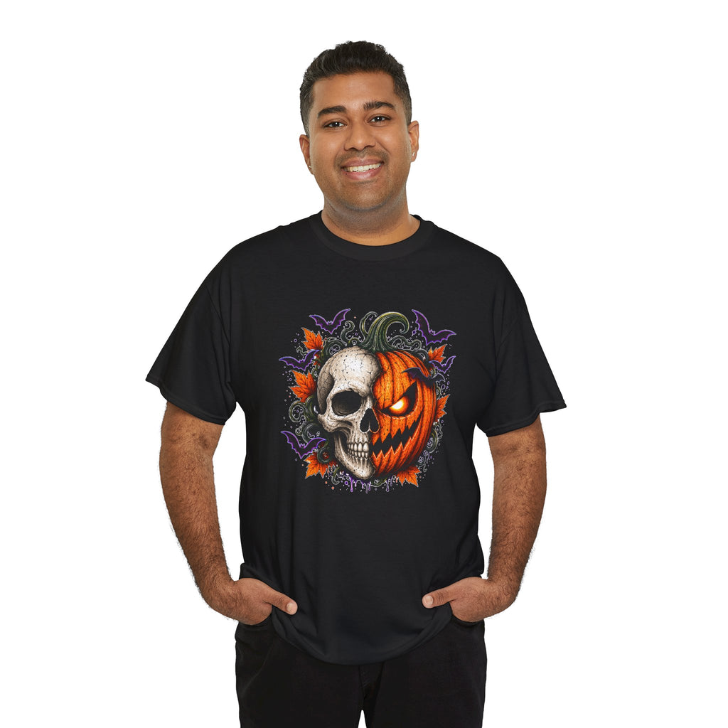 Halloween Skull Pumpkin T-Shirt, Spooky Jack O Lantern Graphic Tee, Unisex Halloween Shirt, Gothic Fall Tee