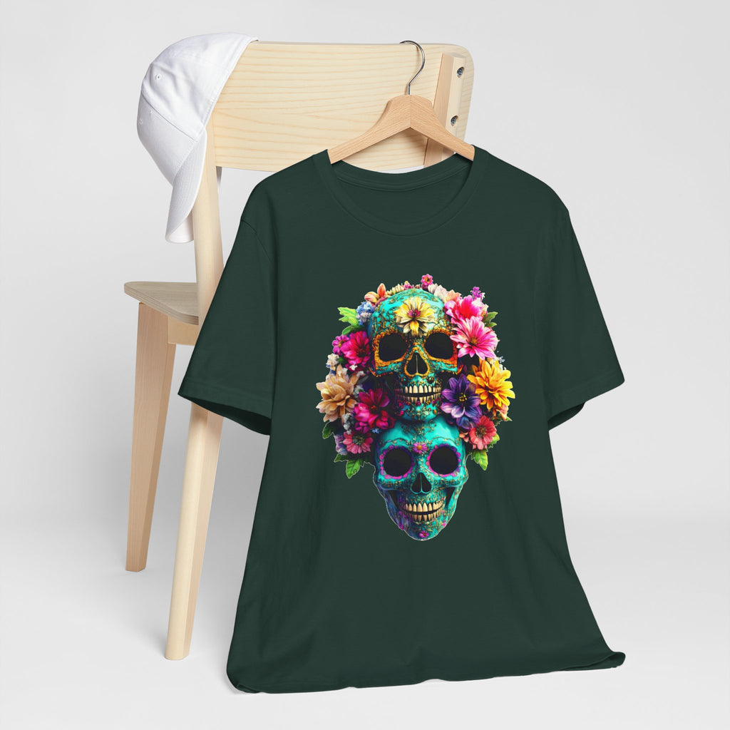 Floral Skull T-Shirt, Day of the Dead Shirt, Sugar Skull Graphic Tee, Colorful Skull Tee, Gothic Floral Shirt
