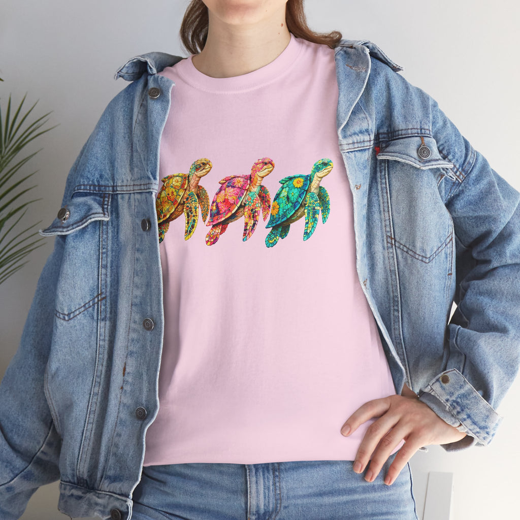 Sea Turtle T-Shirt, Colorful Sea Turtle Tee, Beach Lover Shirt, Ocean Lover Gift, Coastal Graphic Tee, Marine Life Shirt, Summer Vacation Tee