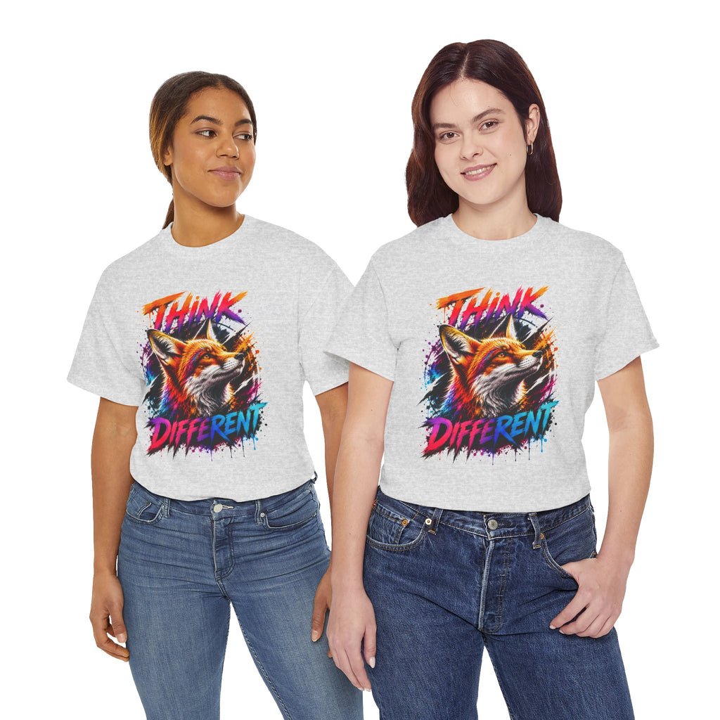 Think Different Fox Shirt, Colorful Fox T-Shirt, Wildlife Graphic Tee, Neon Animal Shirt, Gift for Fox Lovers