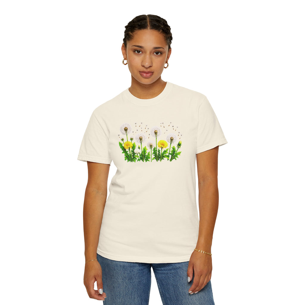 Dandelion Flower Shirt, Wildflower T-Shirt for Women, Botanical Graphic Tee, Spring Garden Shirt, Comfort Colors 1717