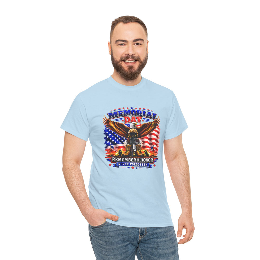 Memorial Day Shirt, Patriotic Eagle T-Shirt, Remember & Honor Tee, American Flag Graphic Shirt, Military Tribute Gift