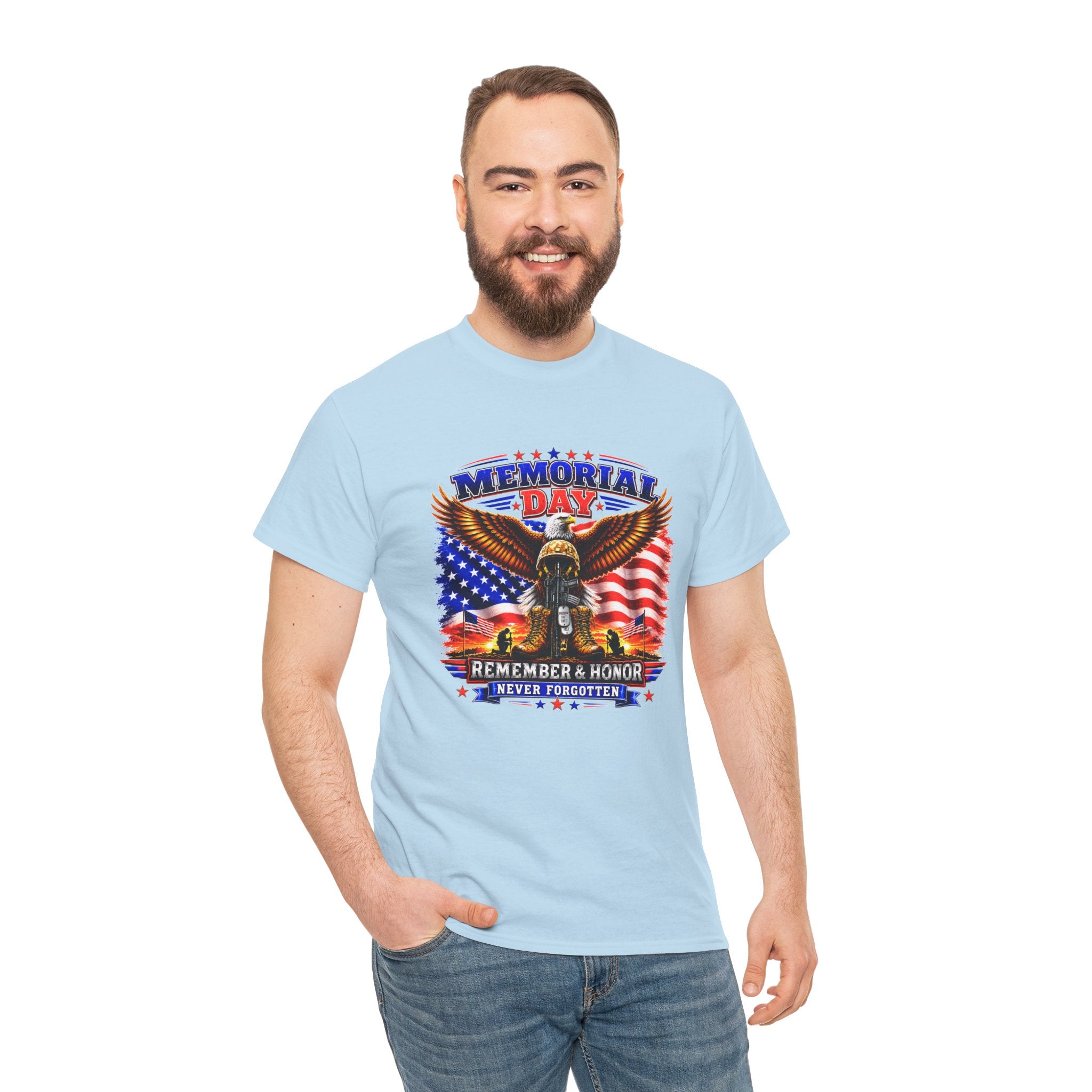 Memorial Day Shirt, Patriotic Eagle T-Shirt, Remember & Honor Tee, American Flag Graphic Shirt, Military Tribute Gift