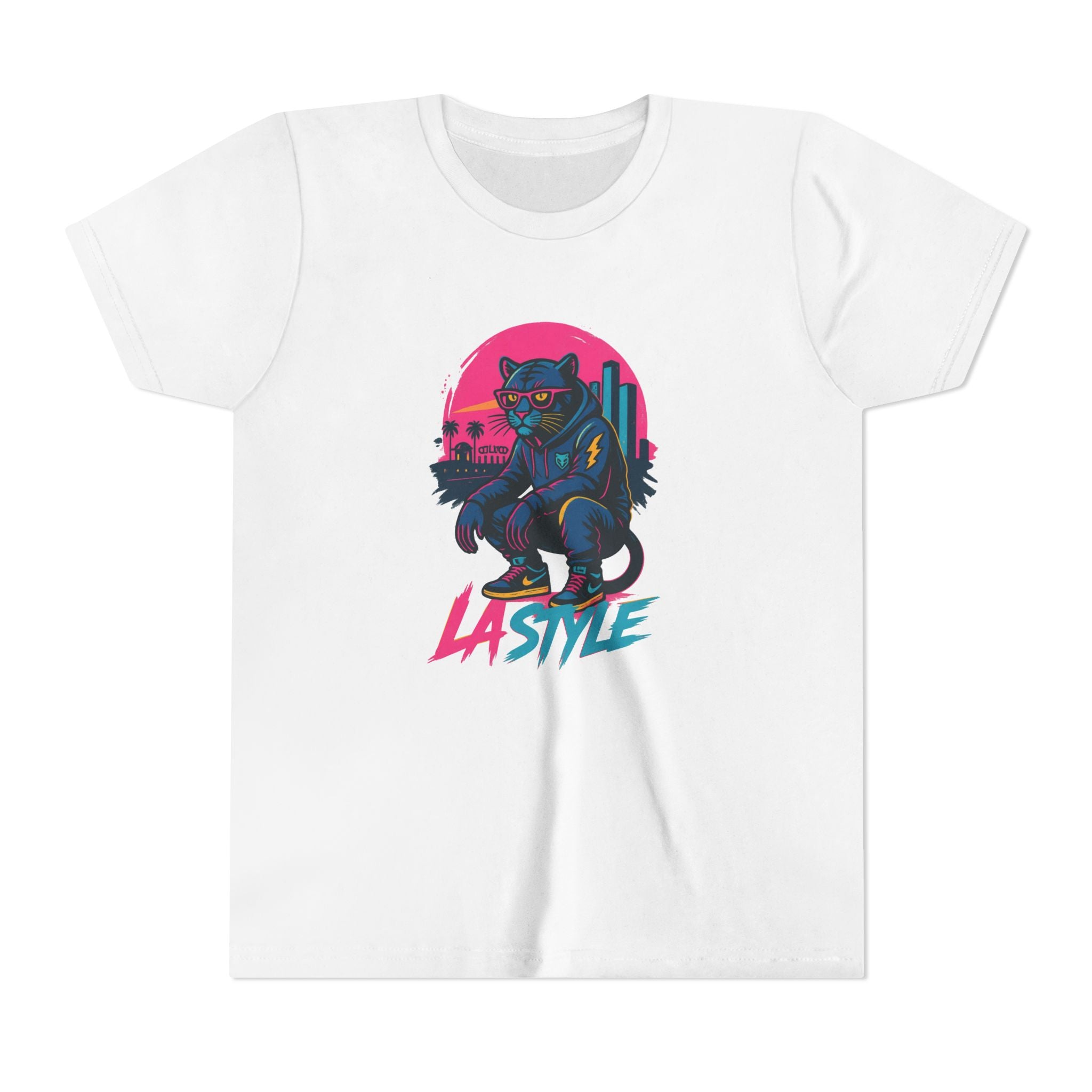 Youth Tee — Retro 'LA Style' Neon Panther Skate Design