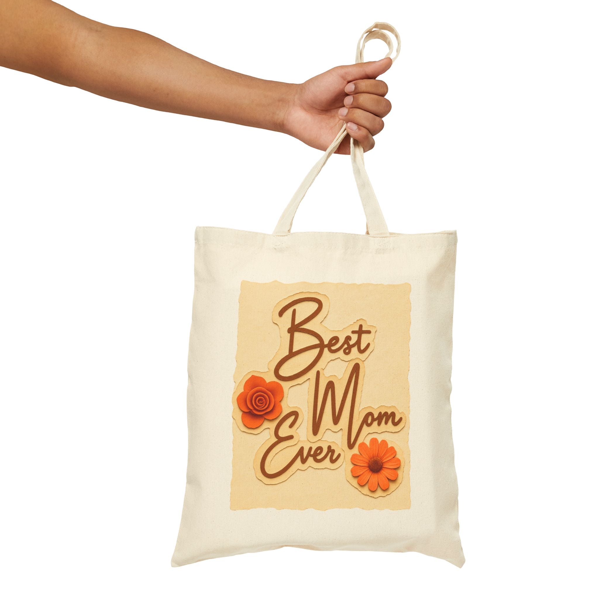 Best Mom Ever Tote Bag, Floral Canvas Bag, Cute Gift for Mom, Retro Style Reusable Bag, Mother’s Day Gift
