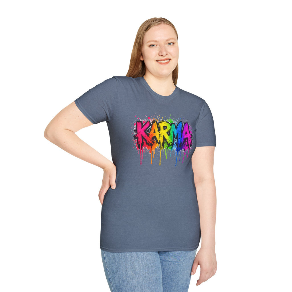Karma Rainbow Drip Shirt, Funny Graphic Tee, Colorful Streetwear T-Shirt, Unisex Casual Tee, Gift Idea