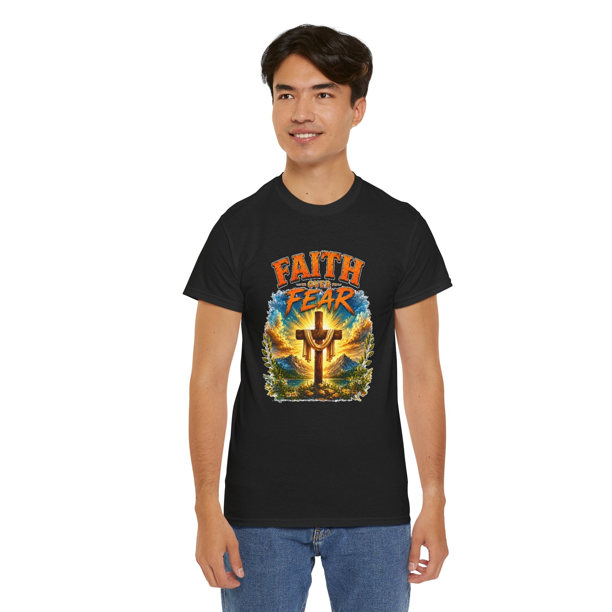 Faith Over Fear Christian T-Shirt | Cross Graphic Tee | Religious Unisex Shirt | Christian Gift