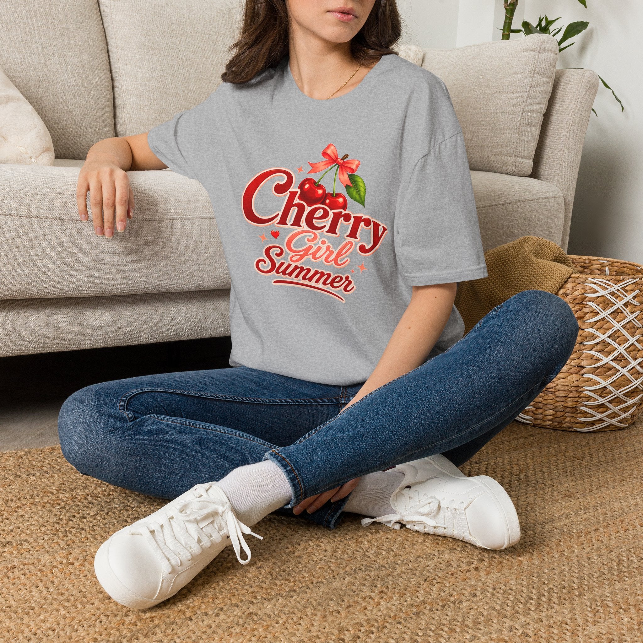 Cherry Girl Summer T-Shirt | Cute Retro Cherry Tee | Coquette Aesthetic Shirt | Summer Graphic Tee | Trendy Women's Shirt
