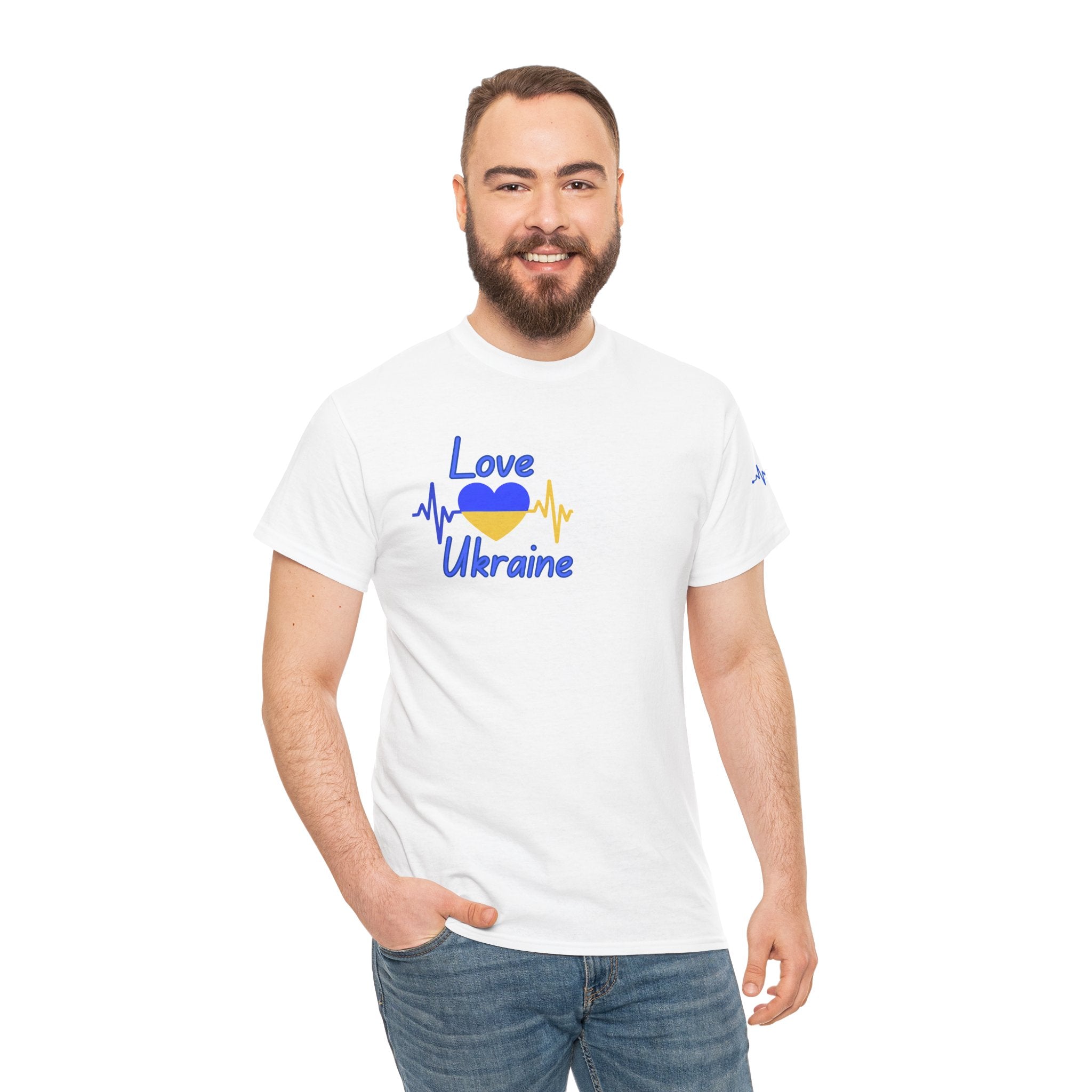 Love Ukraine T-Shirt — Heartbeat Flag Design