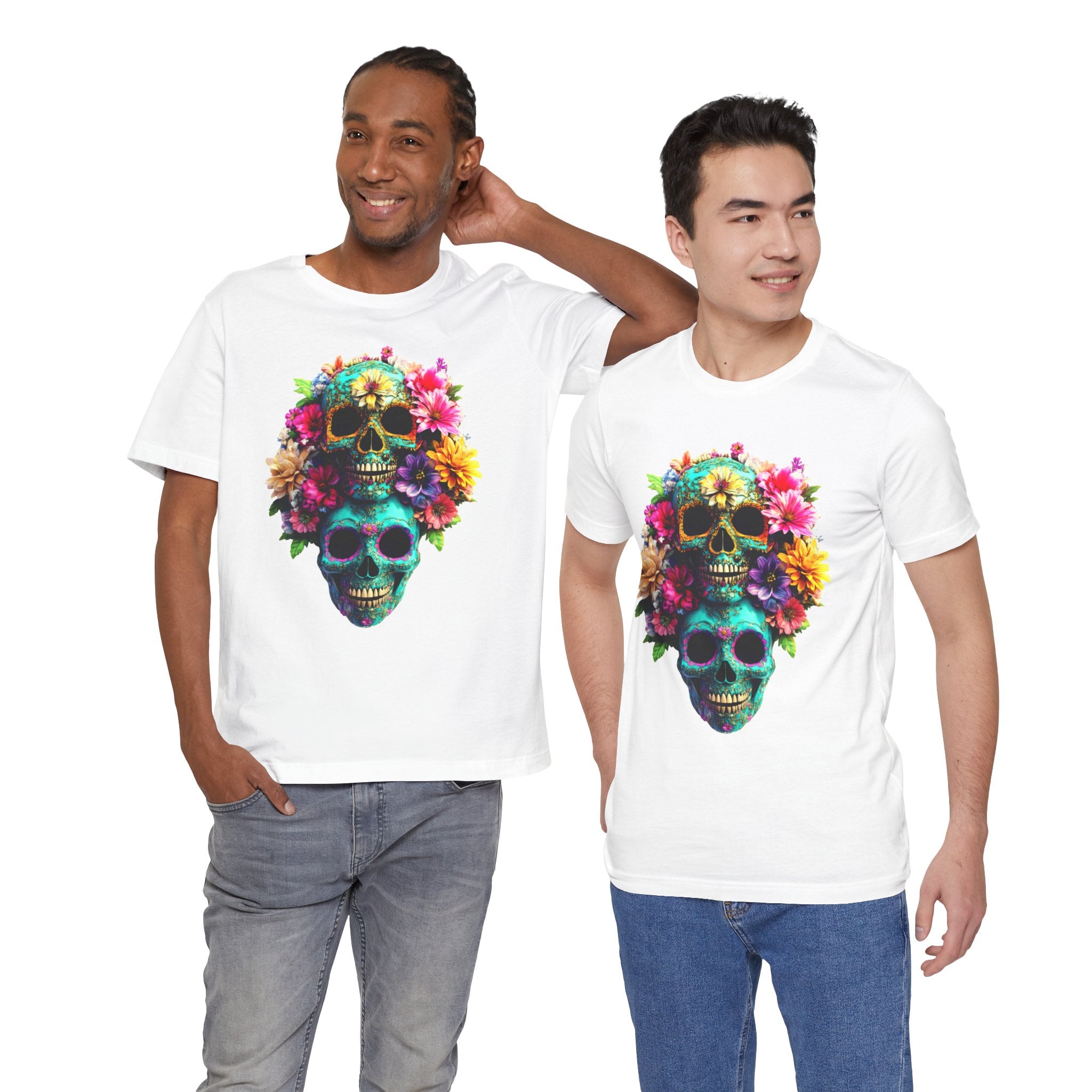 Floral Skull T-Shirt, Day of the Dead Shirt, Sugar Skull Graphic Tee, Colorful Skull Tee, Gothic Floral Shirt