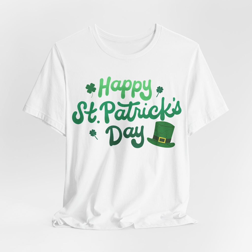Happy St. Patrick's Day T-Shirt – Green Shamrock & Leprechaun Hat Tee